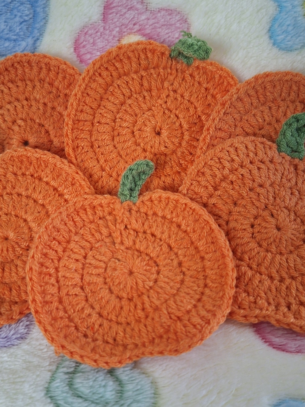 Handmade Orange Crochet Pumpkin Coasters New!